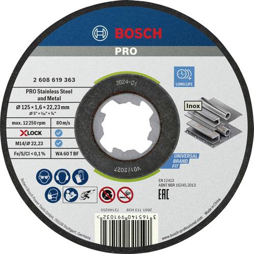 Bosch Accessories X-LOCK 2608619364 Trennscheibe gerade 125mm 10 St. INOX