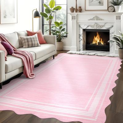 Garvee Scalloped Modern Bordered Area Rug