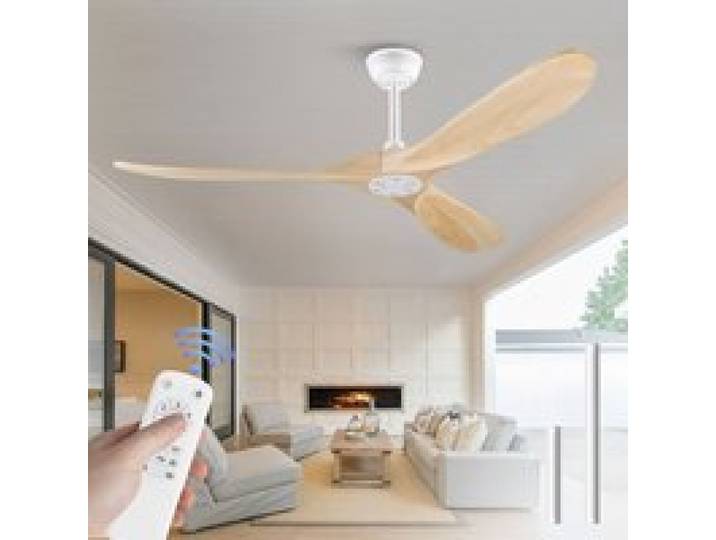 Ventilateur Plafonnier de 152 cm Modenuit Finition Bois avec Moteur Silencieux et Télécommande pour Salon/Chambre