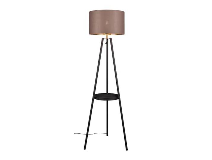 Reality Leuchten Lampadaire Colette R41561032\, métal noir mat\, abat-jour taupe/doré\, excl. 1x E27