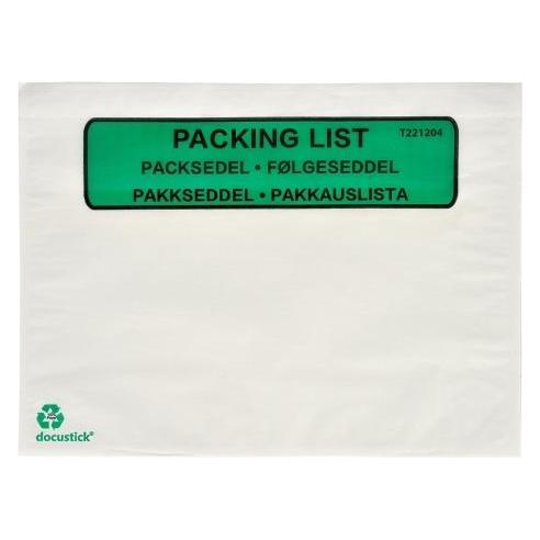 B.N.T. Stickn Følgeseddellommer Docustick Green C5 med tryk - (1000 stk.) (T221204)
