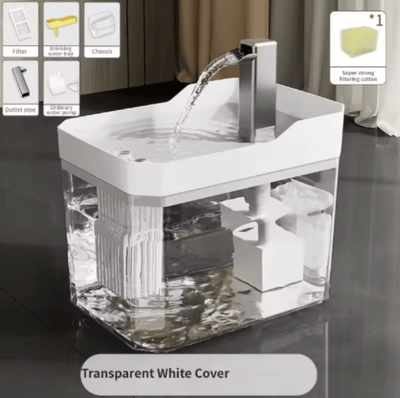 Inspire Picks Transparent Cat Water Fountain USB Automatic Filtered Pet Water Dispenser With Pump white usb