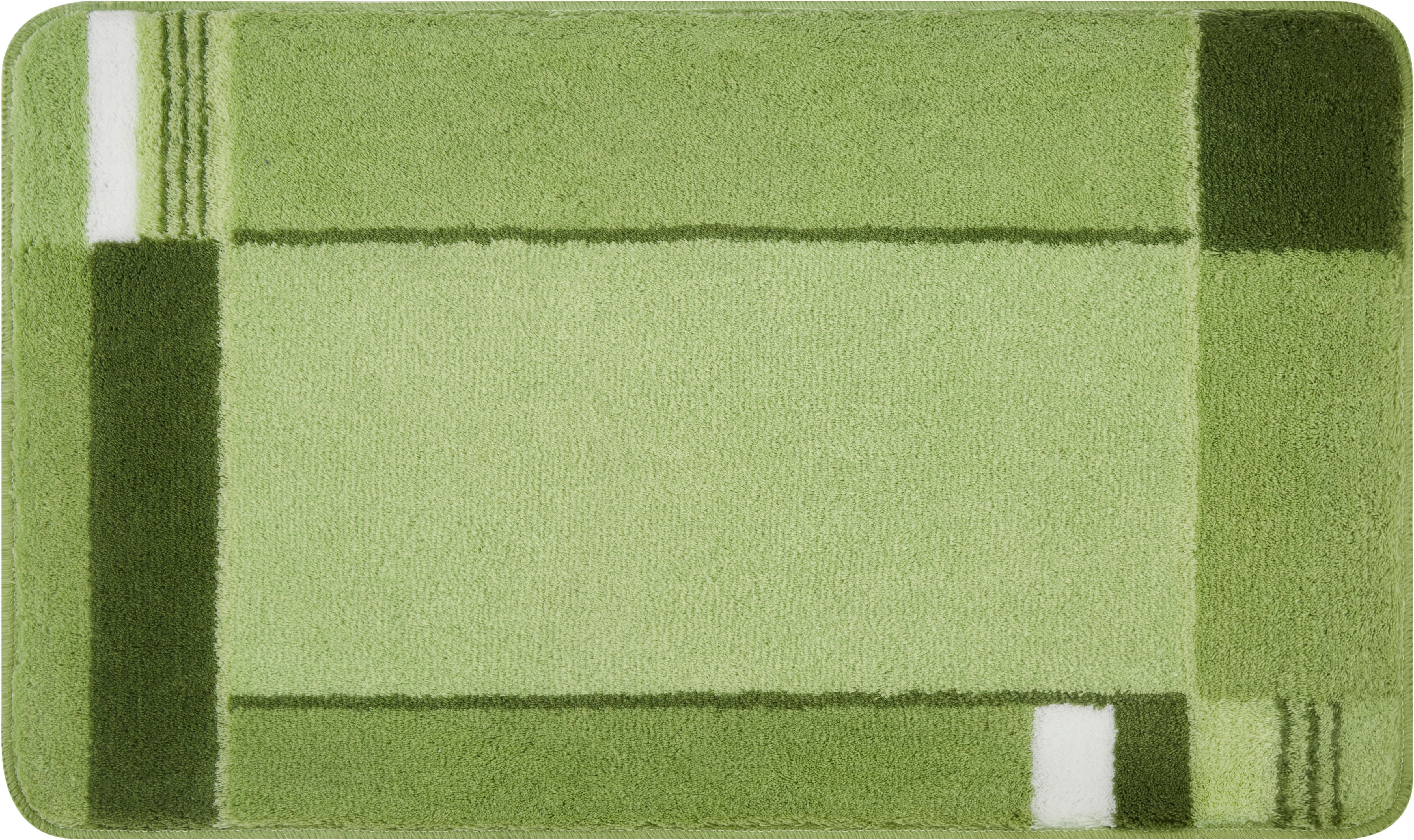 Badematte KLEINE WOLKE "Padova, Badvorleger, Badezimmer Teppich" Gr. 2, grün (distel), H:20mm, Kunstfaser, Badematten, Badematte, Badteppich, modernes Design, mit Bordüre, Kundenliebling