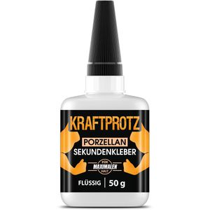 Kraftprotz Sekundenkleber Keramik & Porzellan, KPFK50, flüssig, extra stark, wasserfest, 50g