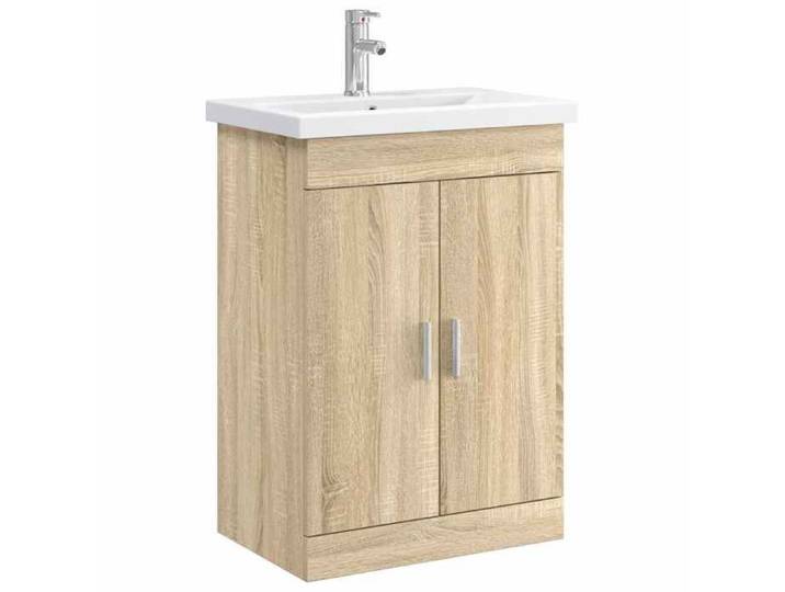 NEW Meuble stockage - vidaxL - Ensemble de mobilier de salle de bain Chêne Sonoma - Meuble de rangement 96865