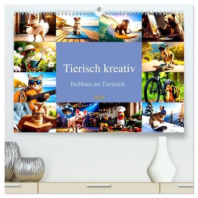 Tierisch kreativ: Hobbies im Tierreich (hochwertiger Premium Wandkalender 2026 DIN A2 quer), Kunstdruck in Hochglanz