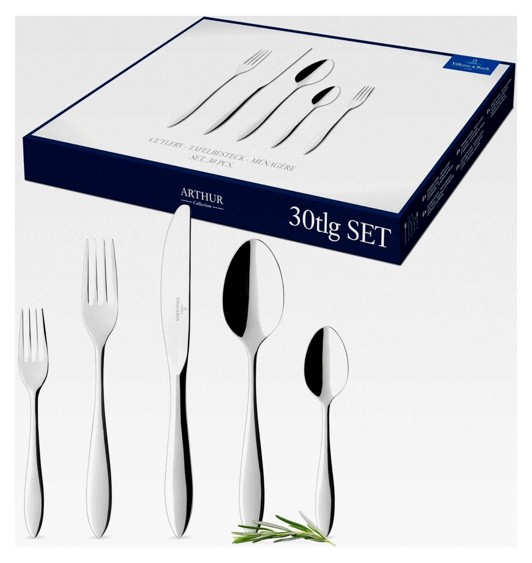 Arthur Besteckset 30-teilig, Silber/Platin, Spülmaschinenfest, Rostfrei, Edelstahl