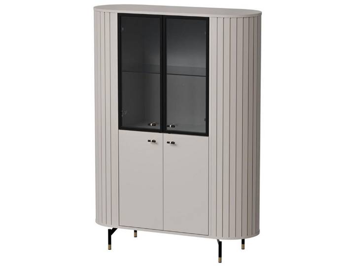 Compleo Standvitrine mit Glastüren, 4 türen, Lamellenoptik, Glamour design MODERNO