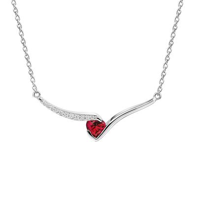 Kette mit Anhänger FIRETTI "Schmuck Geschenk Silber 925 Halsschmuck Halskette Herz", silberfarben, rot, kristallweiß, Damen, Silber 925 (Sterlingsilber), L: 45 B: 1,3mm, mit Rubin (synth.), Zirkonia (synth.), B:1,3mm