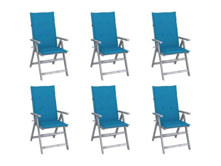 HPUYRFG Hochlehner Verstellbar 6 STK. mit Auflagen Massivholz Akazie Grau 5-stufig verstellbar, Armlehnstuhl, Outdoor, stabil, langlebig, 110 kg belastbar
