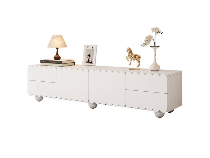 Flieks Tv-Schrank 175x38 Modern Weiß TV-Paneel Lowboard, 38x37x175 cm, Wohnzimmer, TV Möbel, Lowboards, Lowboards stehend