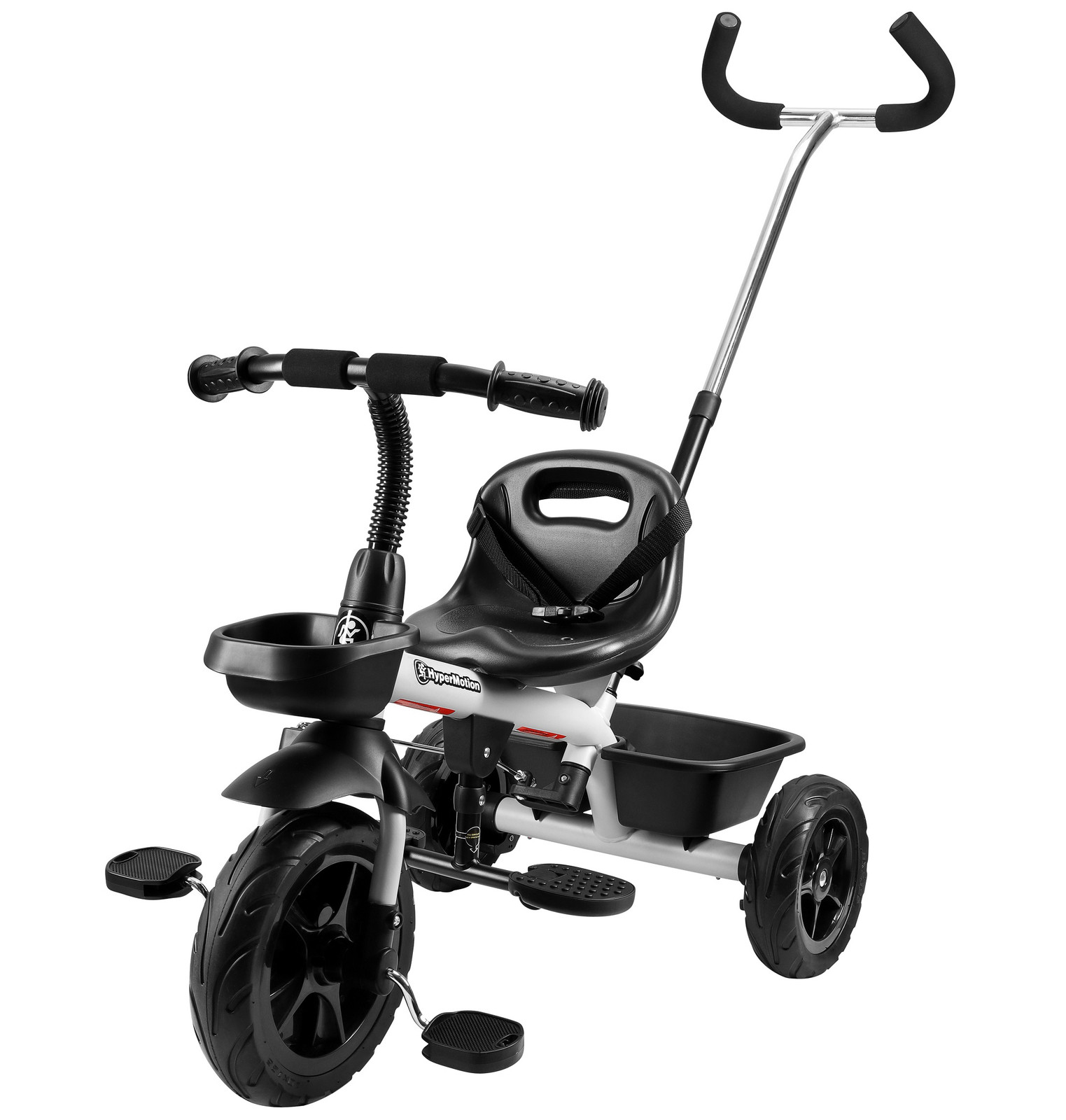 Driewieler HyperMotion TOBI VECTOR met duwstang en opgepompte wielen - Lichtgrijs
