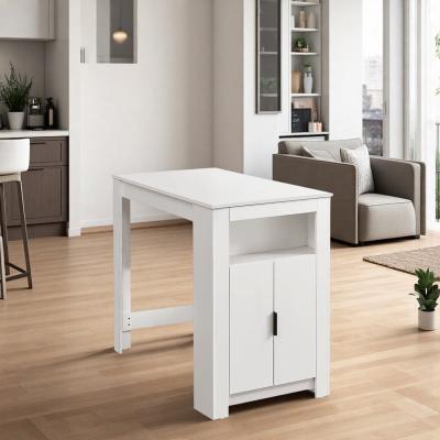 ZWYO HOSIMU "48"" Small Counter Height Dining Table, Laminate Rectangular Pub Table with Side Storage Cabinet & Shelf"