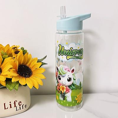 Uplifted Trends Cute Unicorn Water Bottle With Straw Large Capacity Portable Girls Water Bottle light Green