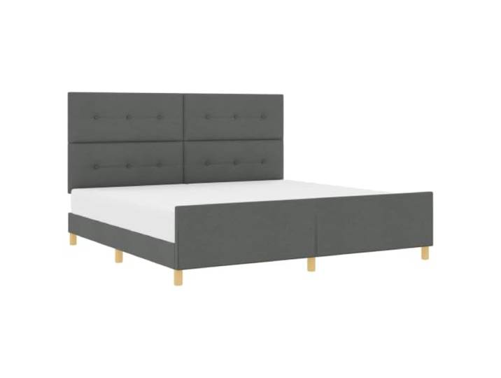 KTHLBRH Bettgestell dunkelgrau 200 x 200 cm Stoff Bezug aus weichem Stoff, Schaumstoffpolsterung, Holzrahmen, Kopfteil und Fuß, Design