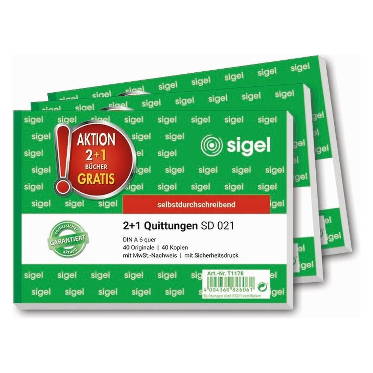 Sigel Formularbuch"Quittung" 2+ 1 Aktion - für den Markt D - 1 Stück (T1178)