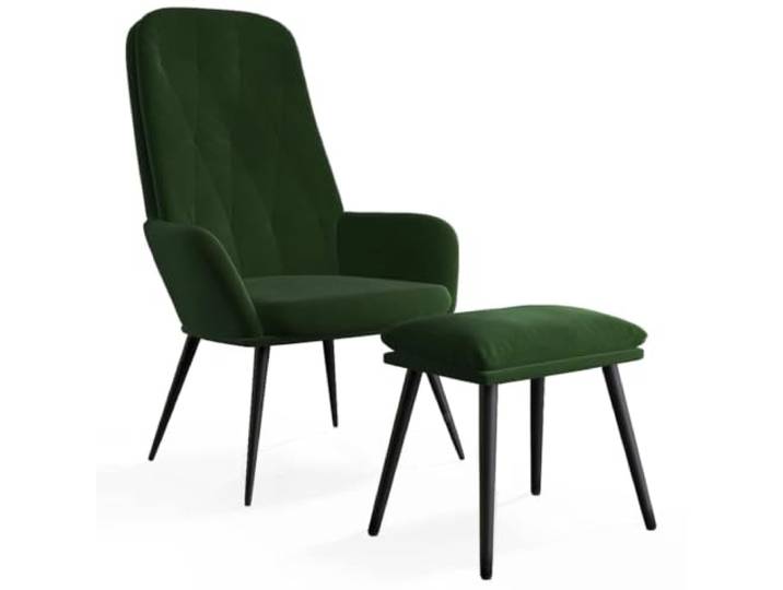 Fisinber Relaxsessel mit Fußhocker, 2-tlg Set, Dunkelgrün Samt Gemütlicher Polstersessel für Schlafzimmer und Leseecke, gepolsterte Sitzfläche mit separater Fußablage.