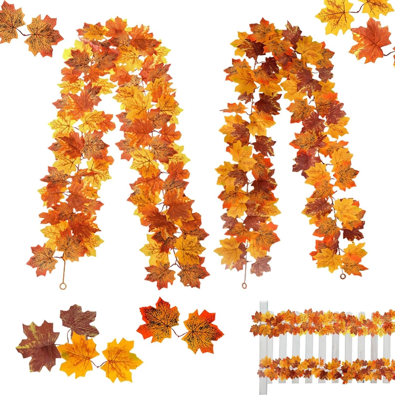 Set van 2 kunstmatige esdoornbladeren voor herfstdecoratie van ShopVlot