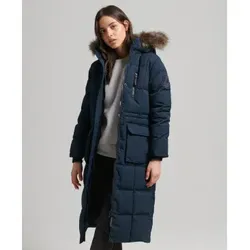 Superdry für Damen. W5010370A Langer Mantel aus Kunstpelz Everest navy (S), Lässig, Polyester, Nachhaltig, Marine