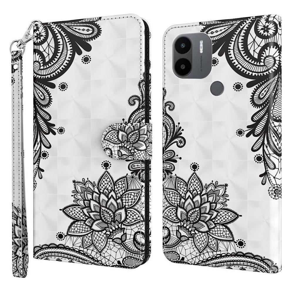 Cover-Discount Xiaomi Redmi A2 / A1 - Etui Glitzer Effekt Blumen schwarz (Xiaomi Redmi A1, Xiaomi Redmi A2) (660114729I)