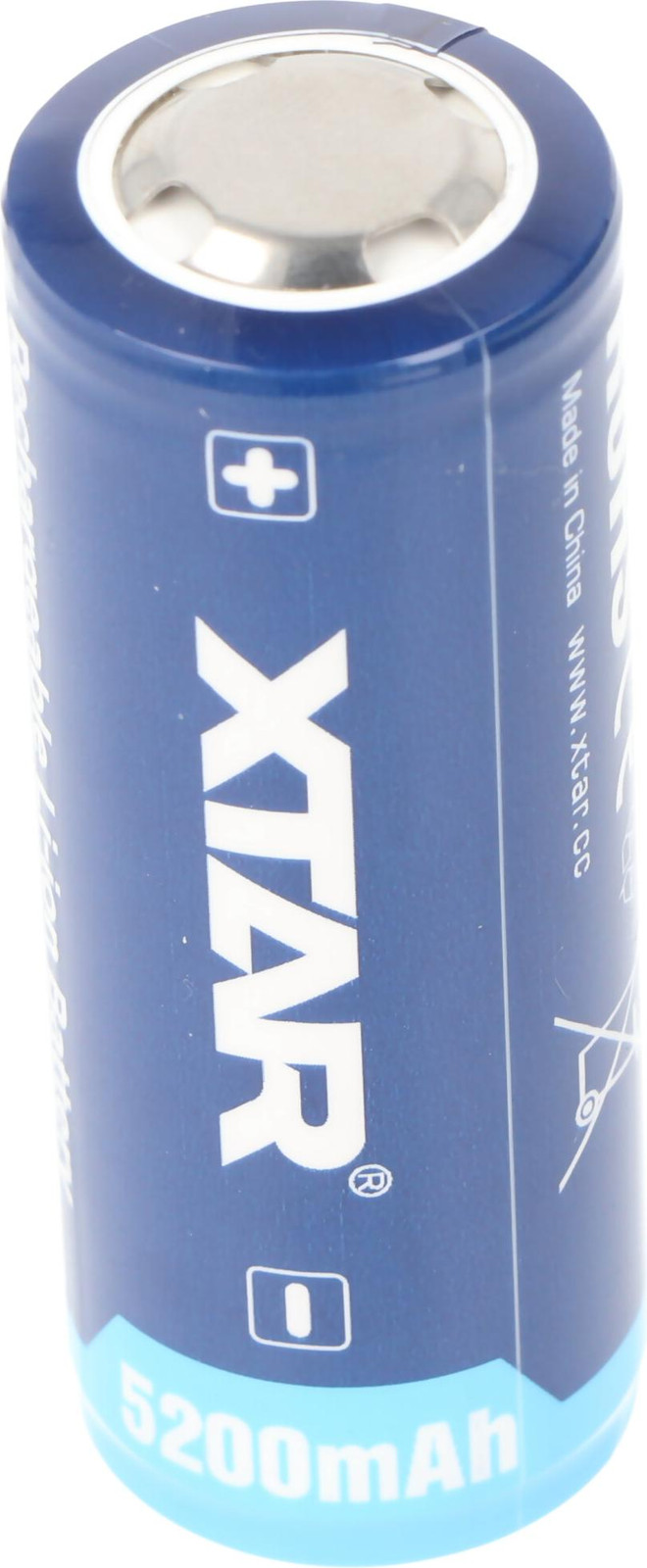 XTAR 26650 Lithium-ion batterij, 5200mAh, 3,6V - 3,7V, met PCB-bescherming, 26,5 x 68,2 mm