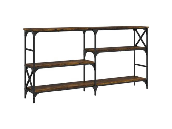 Favemtsl Konsolentisch Räuchereiche 150x29x76,5 cm schmaler Flurtisch Schmaler Sofatisch für Wohnzimmer und Flur: Robuster Holzwerkstoff, 6 verstellbare Beine und Kippschutz für Stabilität.