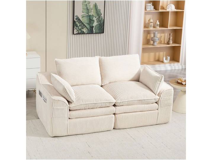Canapé compressé 2 places VUENOR - 191 x 94 x 85 cm beige - livré monté