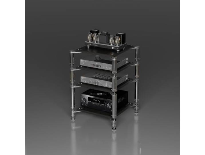 YHTCSXMD HiFi Rack, Audio Rack, 1–4 Ebenen mit dicken Holzablagen Modulares Design mit Entkopplungsspitzen für Verstärker und HiFi-Geräte, ideal für Medienbereiche und HiFi-Hörräume