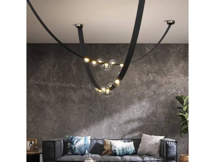 Lampe à suspension minimaliste nordique en cuir verre Led lumières moderne salon décoration de la maison salle à manger Villa lustre suspendu