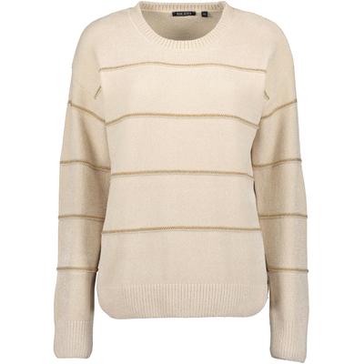 Strickpullover BLUE SEVEN "Pullover", Damen, Gr. 38, beige (0430, kiesel), 100% Polyester, normal, Rundhals, Pullover Strickpullover