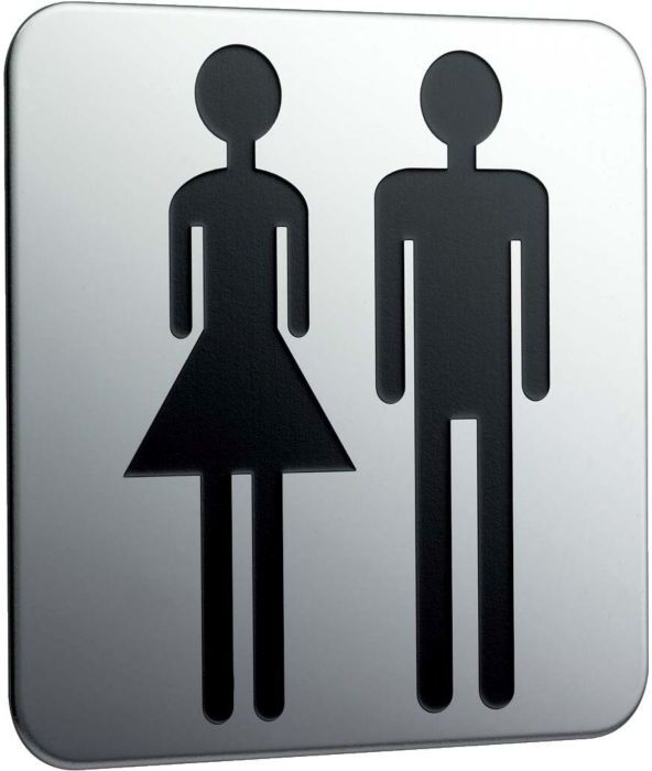 Emco Türschild System 2 357600000 chrom, Aufschrift Damen und Herren