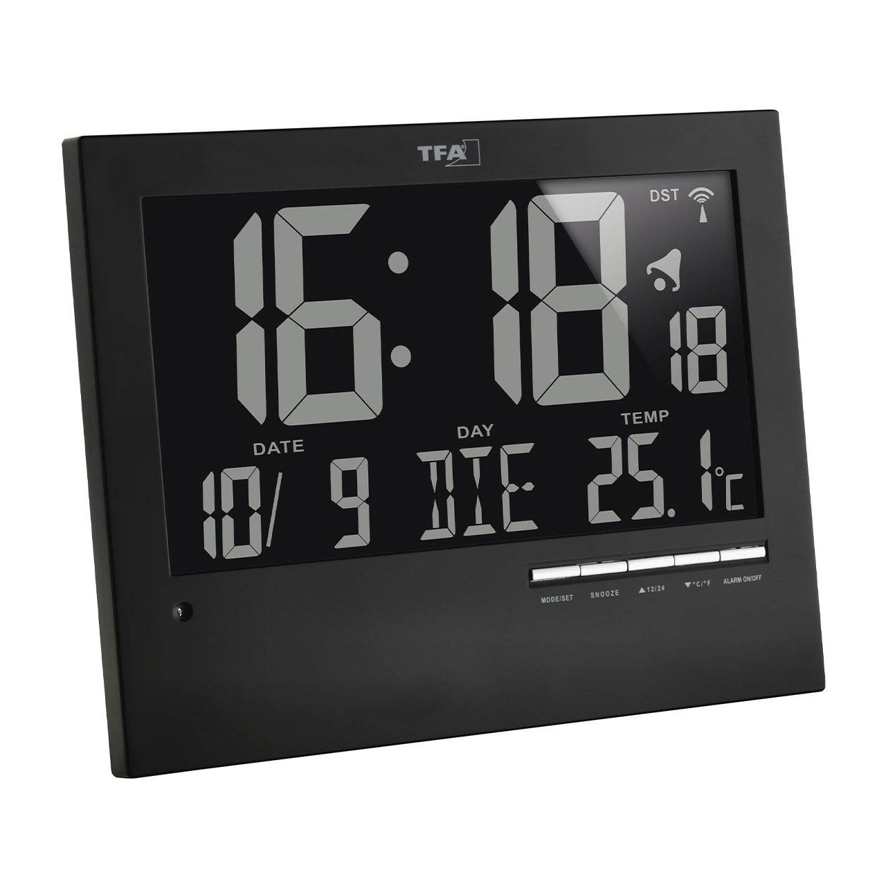 TFA digitale Funkwanduhr 60.4508 schwarz Kunststoff 23,0 x 18,5 cm