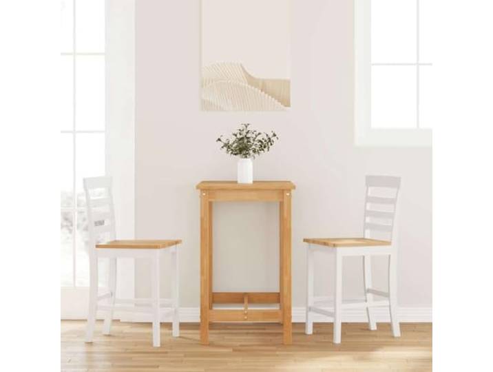 VIHHQGC Barhocker 2 STK. Weiß Massivholz Gummibaum mit Rückenlehne Barhocker 2 Stk, Weiß, Massivholz Gummibaum, ergonomische Rückenlehne, Esszimmer, Wohnzimmer, robust, langlebig