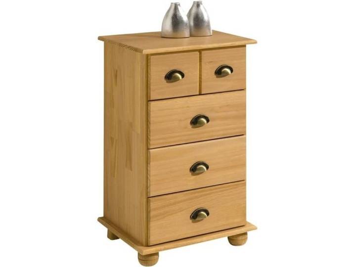 Commode COLMAR chiffonnier apothicaire rangement avec 4 tiroirs en pin massif finition teintée/cirée