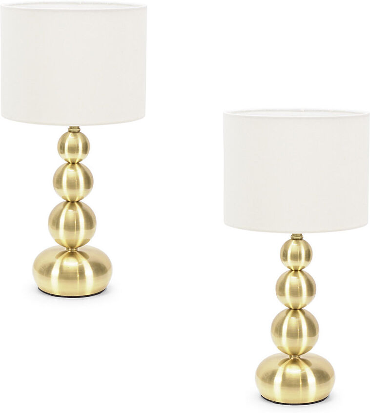 Fairmont Park Marissa Stacked Ball Table Lamp Light with LED Bulbs White/Gold Set of 2