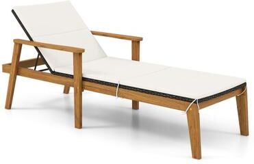 Costway Outdoor Chaise Lounge Chair Rattan Patio Recliners with Armrests