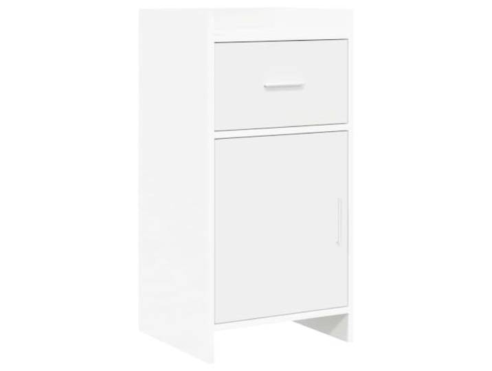 HFXHIJXQ Sideboard Weiß 40 x 36 x 80 cm Kommode Schrank mit Schublade Kompakter Beistellschrank für Flur, Schlafzimmer und Esszimmer mit Ablagefach, Tür und schicken Metallgriffen.