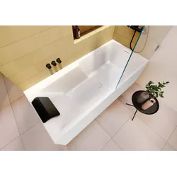 RIHO Stiell Shower Rechteck-Badewanne, Plug&Play-Variante, 2-Sitzer, weiß, B103010005, Ausführung: 180x80x62cm, links