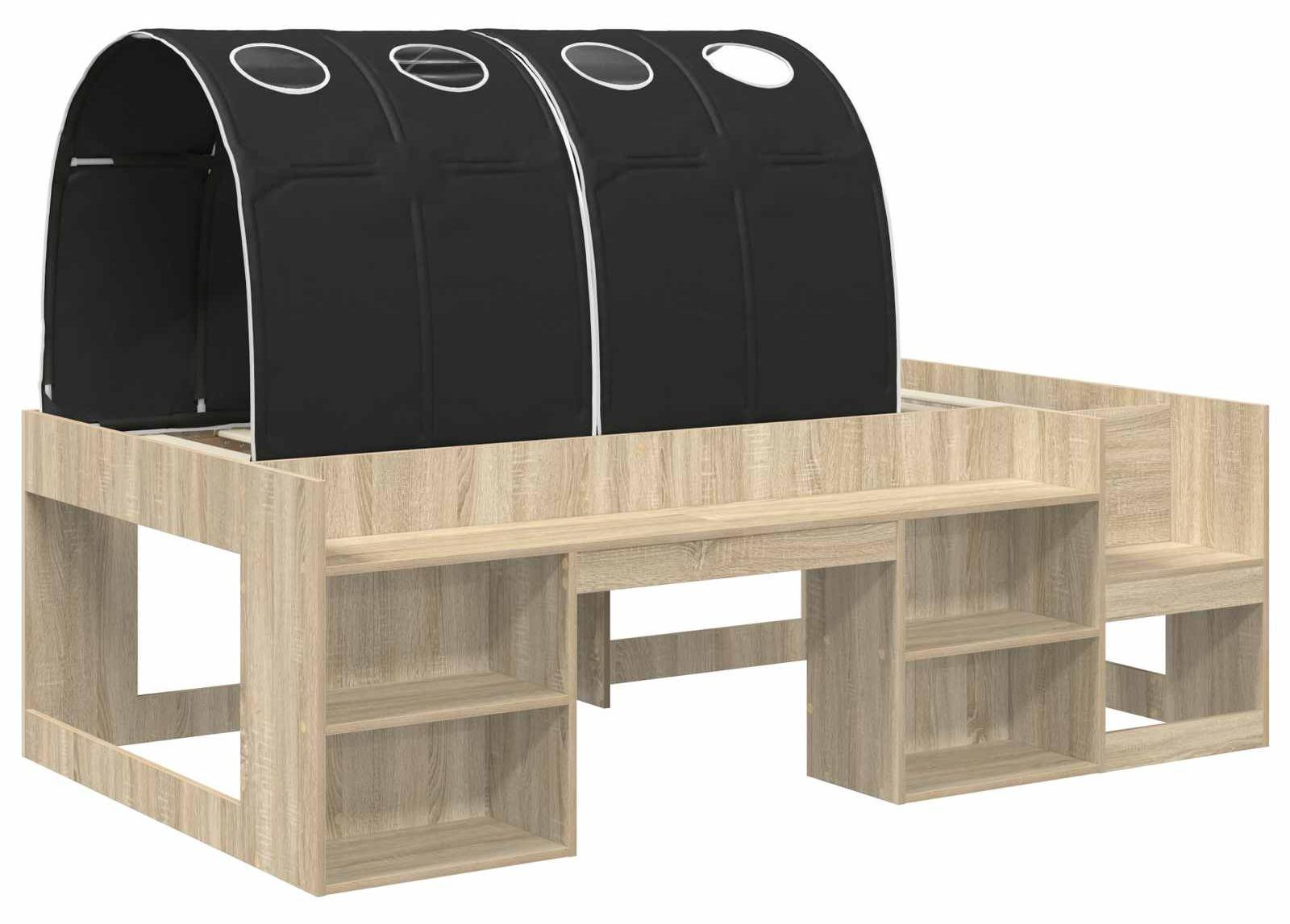 vidaXL Kinderbed met hemelbed en opbergruimte, 3 stuks, houtvezel
