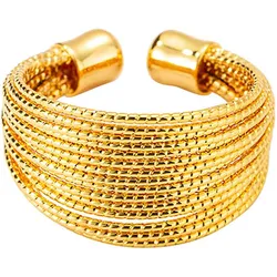 Fingerring FIRETTI "Schmuck Geschenk Damenring mehrreihig", gold (gelbgoldfarben), Fingerringe, Damen, 4 g, Edelstahl, 5mm, Fingerring, Made in Germany