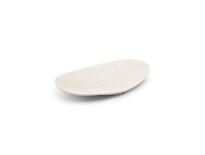 Plat décoratif beige en grès 48x29,5cm