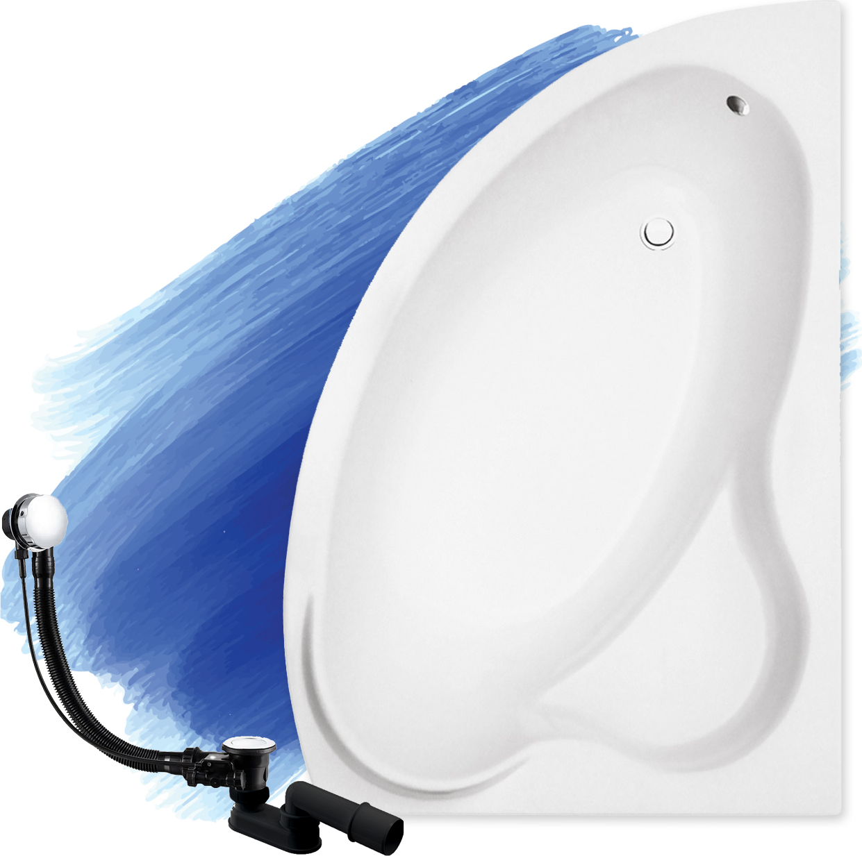 BADLAND Eckbadewanne Badewanne Ada RECHTS 140x90 mit Ablaufgarnitur und Füßen GRATIS ohne Verkleidung