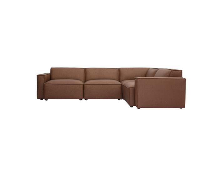 Canapé d'angle modulable vintage 5 places en cuir marron SPLIT