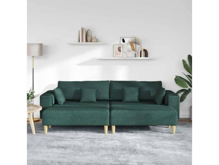 KTHLBRH Sofa 3-Sitzer Stoff dunkelgrün mit Kissen Minimalistisches Design, klare Linien, ideal für ein modernes Wohnzimmer