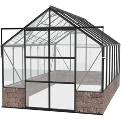 Vitavia Gewächshaus Cassandra 11500 inkl. Sockelmauer - 11,5 m2 -schwarz-Sockel Herbstlaub