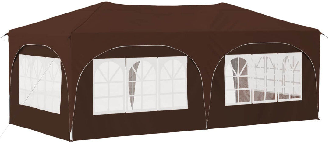 Vidaxl Pop-Up Party Tent Oxford Fabric Pop-Up Event Outdoor Canopy Wedding Dark Brown