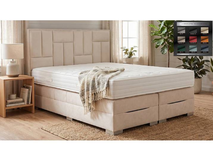 PAARA Boxspringbett mit Bettkasten und Matratze mit integrierten Topper, mit einzigartigem Belüftungssystem