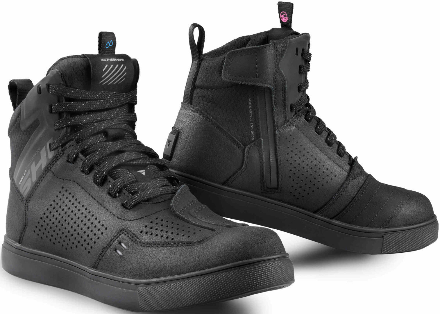 SHIMA Rebel 2.0 perforierte wasserdichte Damen-Motorradschuhe REBEL-2.0-WP-LADY-BLK-38