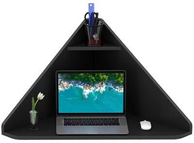 Corner Floating Desk Wall Mounted Computer Desk with Storage Shelf