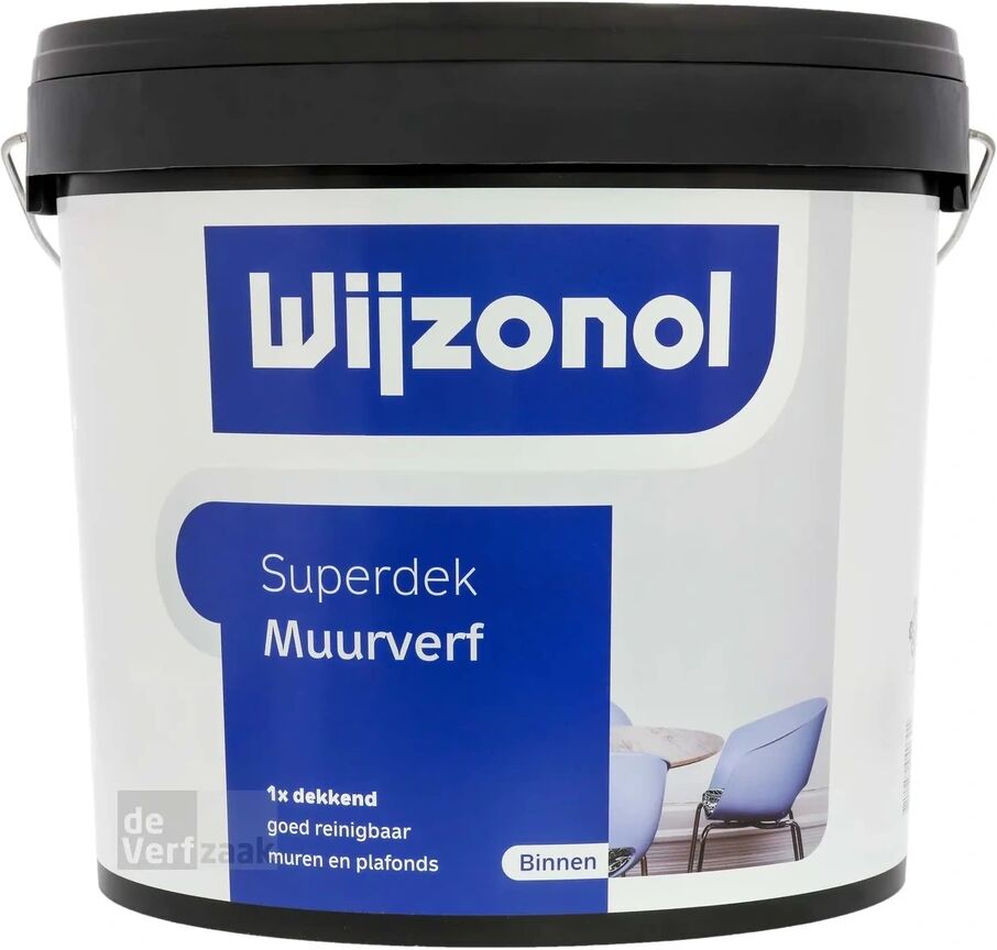 Wijzonol Superdek Muurverf - 10 Liter - Wit / Kleur   8712952040301   Verf
